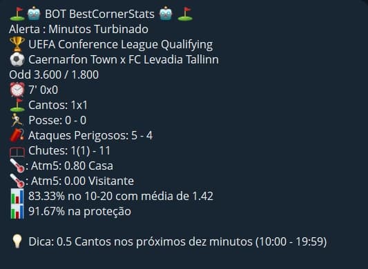 Automated football analysis alert delivered through Telegram.